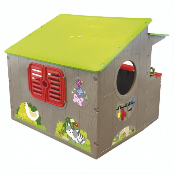 Load image into Gallery viewer, Paradiso toys Kiosk Speelhuis 139 x 118 cm Bruin groen rood
