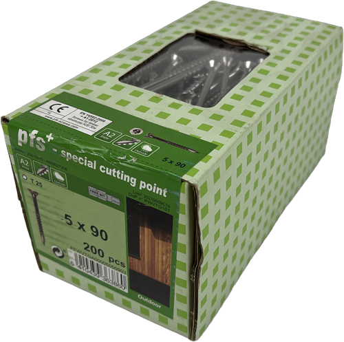 Load image into Gallery viewer, Pgb-europe pfs+ | rvs spaanplaatschroef pfs+ vzk-t tx25 ø 5,0x90 a2 – 200 stuks – pfwvtga00005000903