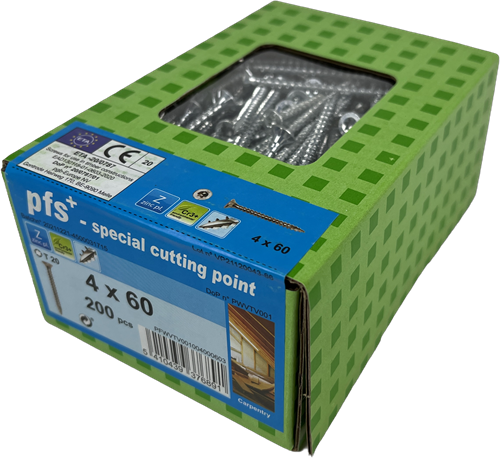 Load image into Gallery viewer, Pgb-europe pfs+ | spaanplaatschroef pfs+ vzk-t ø 4,0x60 zn - 200 stuks - pfwvtv001004000603