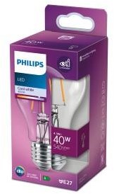 Afbeelding laden in galerijviewer, Philips led lamp - standaard lampvorm met e27 fitting - warmwit licht: 2700k - 40w - helder glas