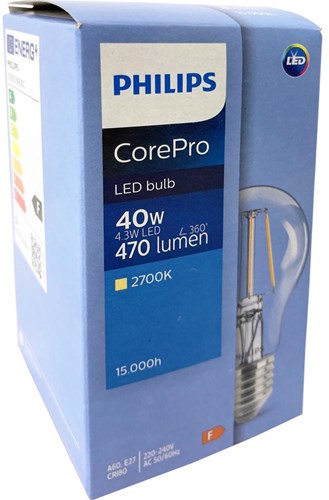 Afbeelding laden in galerijviewer, Philips led gls e27 4,3-40w 2700k filament helder - led3775