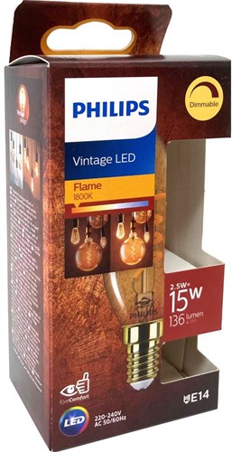 Afbeelding laden in galerijviewer, Philips led kaars e14 3,5-15w 2000k filament gold dimbaar blister - 5100305
