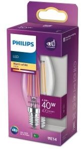 Afbeelding laden in galerijviewer, Philips led lamp - kaarslamp met e14 fitting - warmwit licht: 2700k - 40w - helder glas