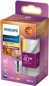 Afbeelding laden in galerijviewer, Philips led kogel e14 3,4-40w filament helder warmglow blister - 5101508