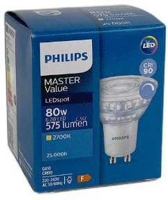 Afbeelding laden in galerijviewer, Philips led spot gu10 6,2-80w 2700k dimbaar - led3452