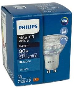 Afbeelding laden in galerijviewer, Philips led spot gu10 6,2-80w 4000k dimbaar - led3454