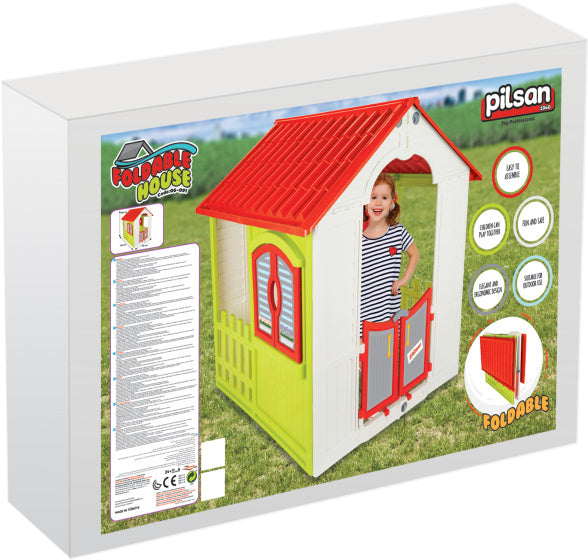 Afbeelding laden in galerijviewer, Pilsan Opvouwbaar Speelhuisje 110 x 92 x 109 cm Groen Wit Rood