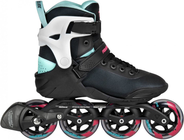 Load image into Gallery viewer, Powerslide Inline skates Radon Teal 90 softboot 83A zwart mt 38