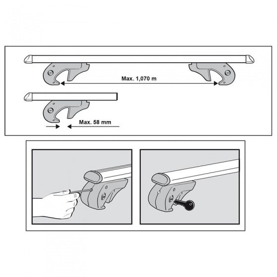 Load image into Gallery viewer, Menabo Dakdragerset aluminium 120 cm zilver