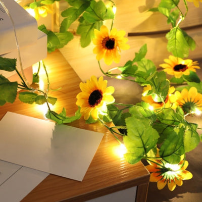Afbeelding laden in galerijviewer, Lichtketting zonnebloem 10 led op batterij 1 m | 12 stuks