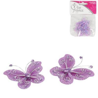 Load image into Gallery viewer, Decoratieve vlinder paars 4 cm set van 4 | 24 stuks