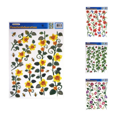 Load image into Gallery viewer, Raamsticker bloemen 42 cm 4 assorti | 50 stuks