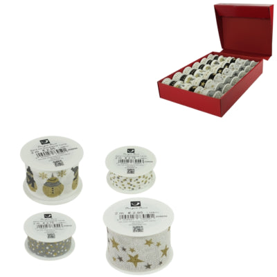 Load image into Gallery viewer, Horn cadeaulint zwart wit goudkleurig display 48 stuks | 2 stuks