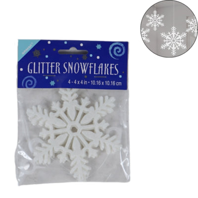 Load image into Gallery viewer, Amscan hanger sneeuwvlok wit met glitter 10 cm 4 stuks | 36 stuks