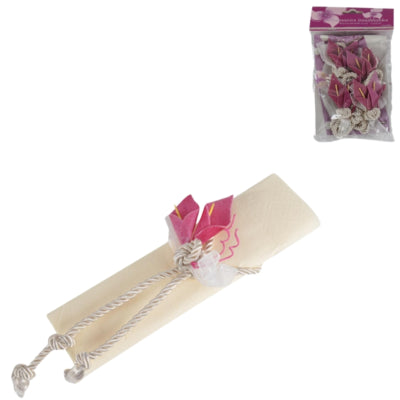 Load image into Gallery viewer, Servetring touw met bloemdecoratie roze 4 stuks | 24 stuks