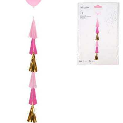 Load image into Gallery viewer, Amscan ballonslinger franje roze 70 cm | 10 stuks