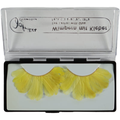 Afbeelding laden in galerijviewer, Jofrika cosmetics kunstwimpers veren geel 9,5 cm b-keus ve500 | 50 stuks