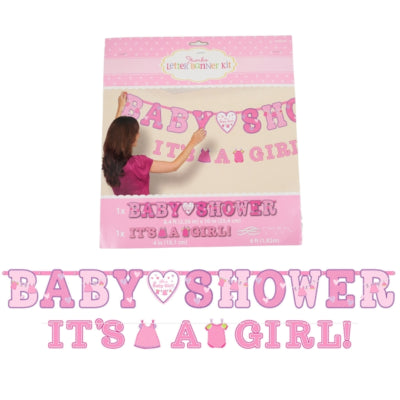 Load image into Gallery viewer, Letterslinger baby shower its a girl roze set van 2 | 24 stuks