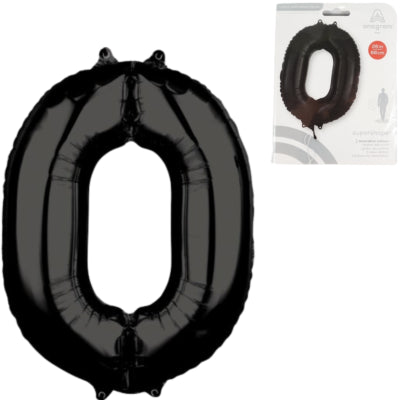 Load image into Gallery viewer, Amscan folie ballon cijfer 0 zwart 66 cm | 40 stuks