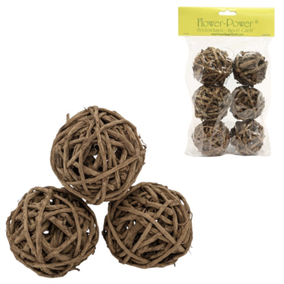 Load image into Gallery viewer, Decoratie rieten ballen bruin 6 cm 6 stuks | 18 stuks