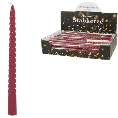 Afbeelding laden in galerijviewer, Stern fabrik dinerkaars twist bordeaux 2,2 x 25 cm | 36 stuks
