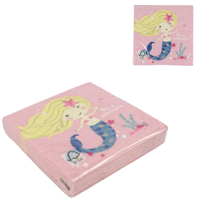 Afbeelding laden in galerijviewer, Amscan servetten be a mermaid 25 x 25 cm 3-laags roze 20 stuks | 24 stuks