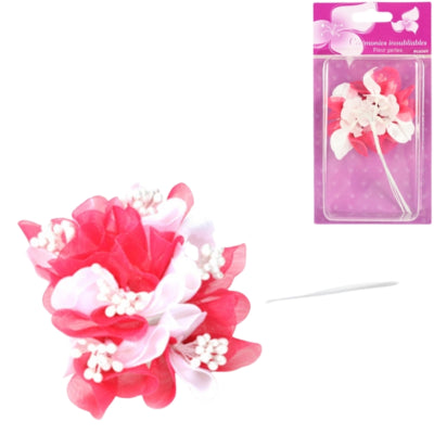 Load image into Gallery viewer, Decoratiebloem met parels roze 13 cm set van 6 | 24 stuks