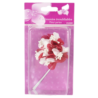 Load image into Gallery viewer, Decoratiebloem met parels rood 13 cm set van 6 | 24 stuks