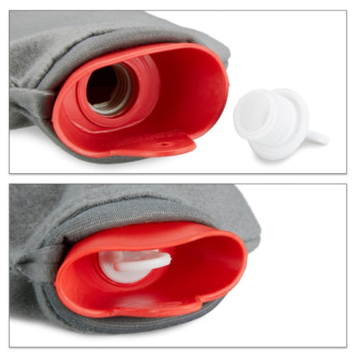 Load image into Gallery viewer, Relaxdays warmwater kruik met hoes rood grijs 1,5 l | 12 stuks