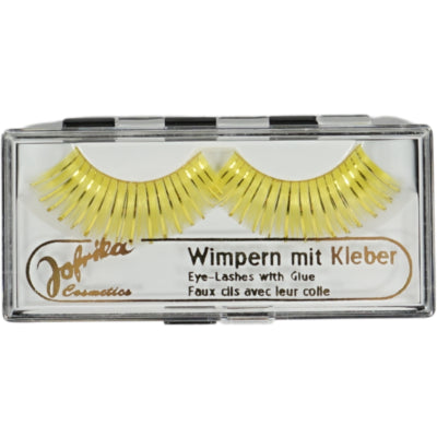 Load image into Gallery viewer, Jofrika cosmetics kunstwimpers geel glitter 9,5 cm b-keus | 60 stuks