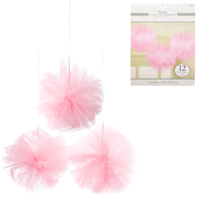 Load image into Gallery viewer, Amscan decoratie tule pompom roze 30 cm set van 3 | 27 stuks