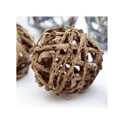 Load image into Gallery viewer, Decoratie rieten ballen bruin 6 cm 6 stuks | 18 stuks