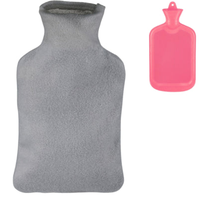 Load image into Gallery viewer, Relaxdays warmwater kruik met hoes roze grijs 1,5 l | 12 stuks