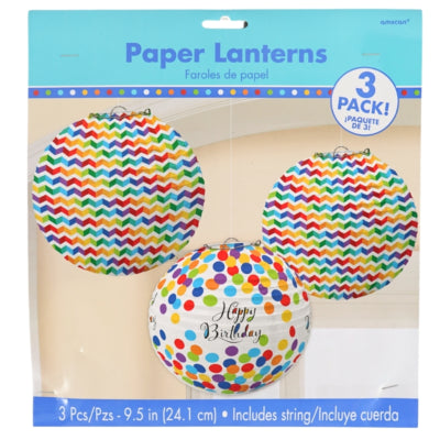 Load image into Gallery viewer, Amscan lampionnen happy birthday 24 cm set van 3 | 12 stuks
