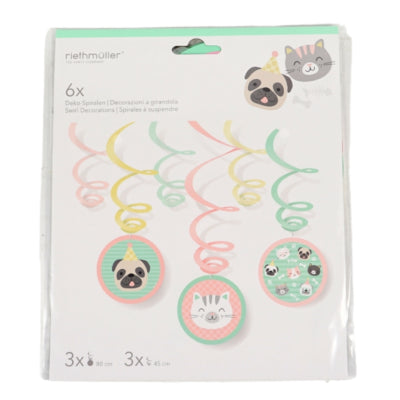 Afbeelding laden in galerijviewer, Amscan hello pets spiraal hanger hond kat 80 cm set van 6 | 20 stuks