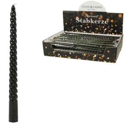 Afbeelding laden in galerijviewer, Stern fabrik dinerkaars twist zwart 2,2 x 25 cm | 36 stuks