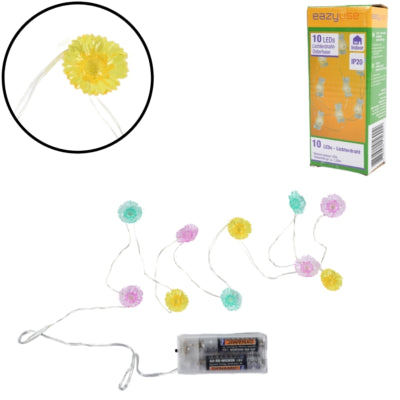 Load image into Gallery viewer, Lichtketting bloemen gekleurd led op batterij 120 cm | 25 stuks
