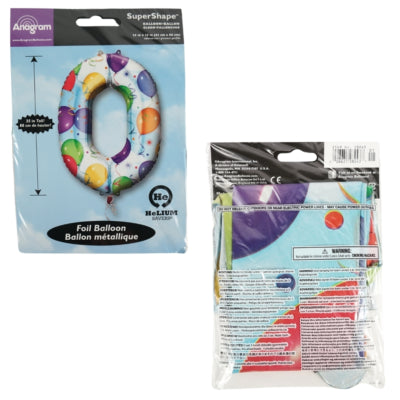 Load image into Gallery viewer, Amscan folie ballon cijfer 0 geschikt voor helium 88 cm | 40 stuks