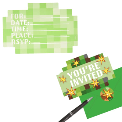 Load image into Gallery viewer, Amscan uitnodigingskaarten met envelop tnt minecraft 15 cm 8 stuks | 36 stuks