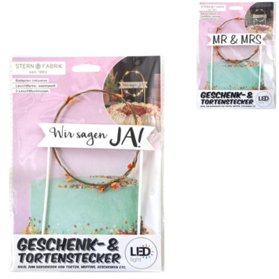 Afbeelding laden in galerijviewer, Stern fabrik taarttopper bruiloft led op batterij 20 cm 2 assorti | 24 stuks