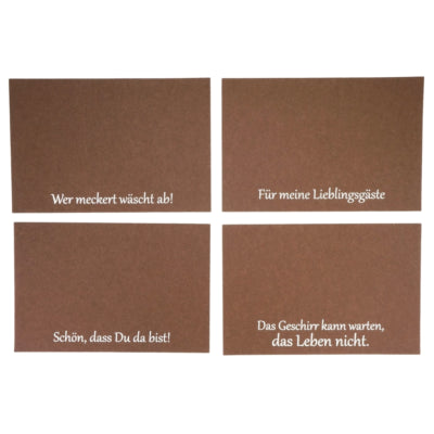 Afbeelding laden in galerijviewer, Placemat met duitstalige spreuk vilt bruin 45 x 30 cm 4 assorti | 48 stuks