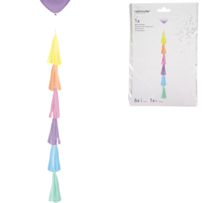 Load image into Gallery viewer, Amscan ballonslinger franje regenboogkleuren 70 cm | 10 stuks