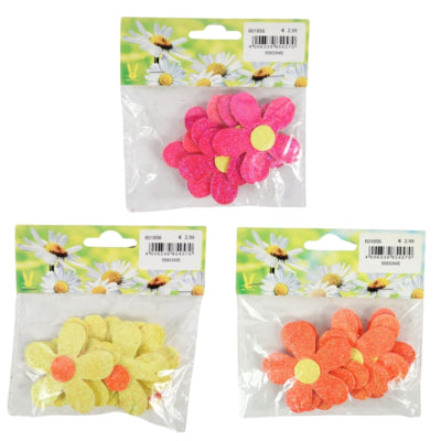 Afbeelding laden in galerijviewer, Decoratie bloemen papier glitter 6 cm 3 assorti set van 6 | 50 stuks