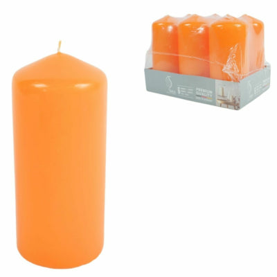 Afbeelding laden in galerijviewer, Gala stompkaarsen oranje 5,8 x 12,5 cm 6 stuks | 4 stuks