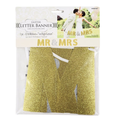 Load image into Gallery viewer, Amscan letterslinger mr mrs goud- zilverkleurig 365 cm | 24 stuks