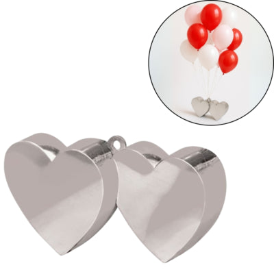 Load image into Gallery viewer, Amscan ballongewicht hartjes zilverkleurig 12 cm | 24 stuks