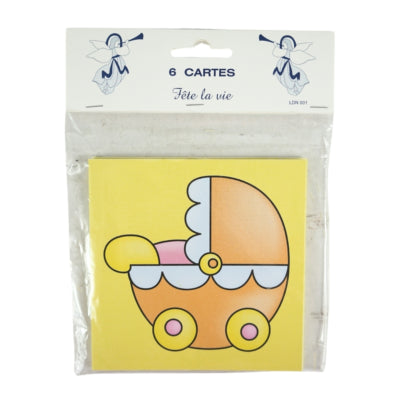 Load image into Gallery viewer, Geboortekaarten kinderwagen geel 12 cm 6 stuks | 48 stuks