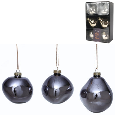 Load image into Gallery viewer, Xmas by mooss xmas by moos kerstballen grijs 8 cm 6 stuks | 12 stuks