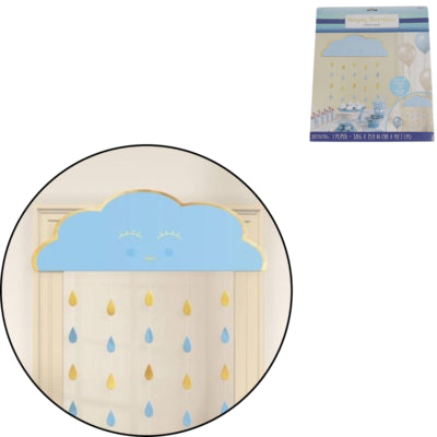 Load image into Gallery viewer, Amscan deurgordijn babyshower blauw goudkleurig 193 cm | 12 stuks