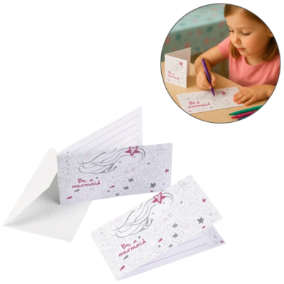 Load image into Gallery viewer, Amscan uitnodigingskaarten met envelop be a mermaid 14 cm 8 stuks | 20 stuks